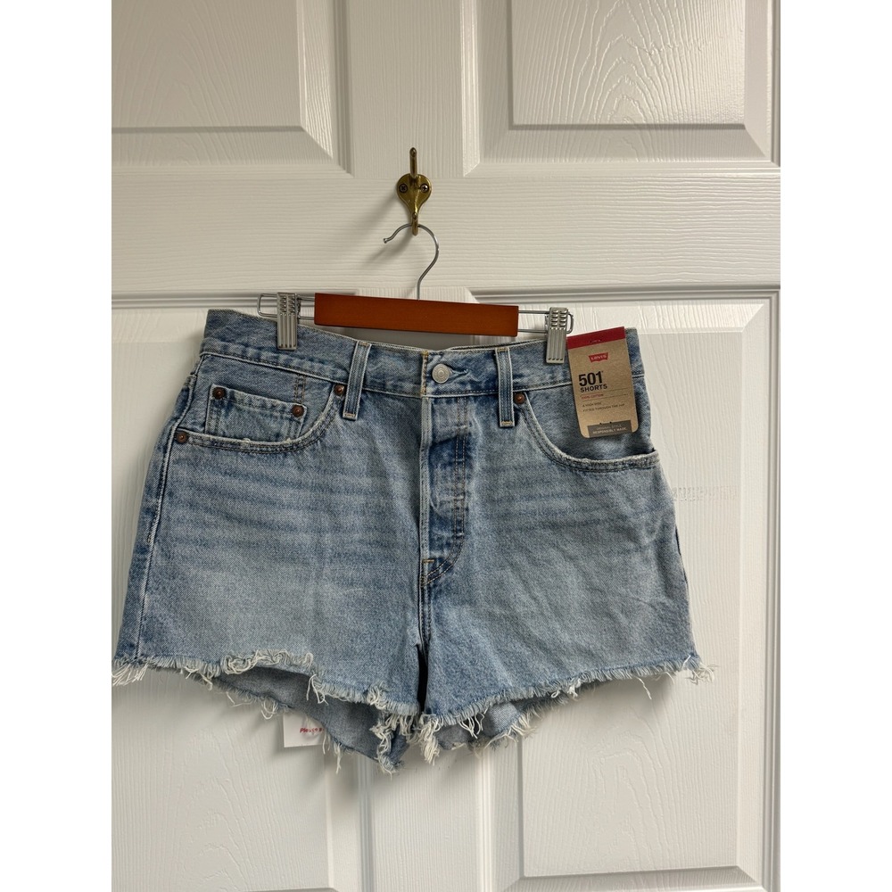 Levis 501 Original High Rise Denim Shorts Light Wash Blue W29 56327-0407